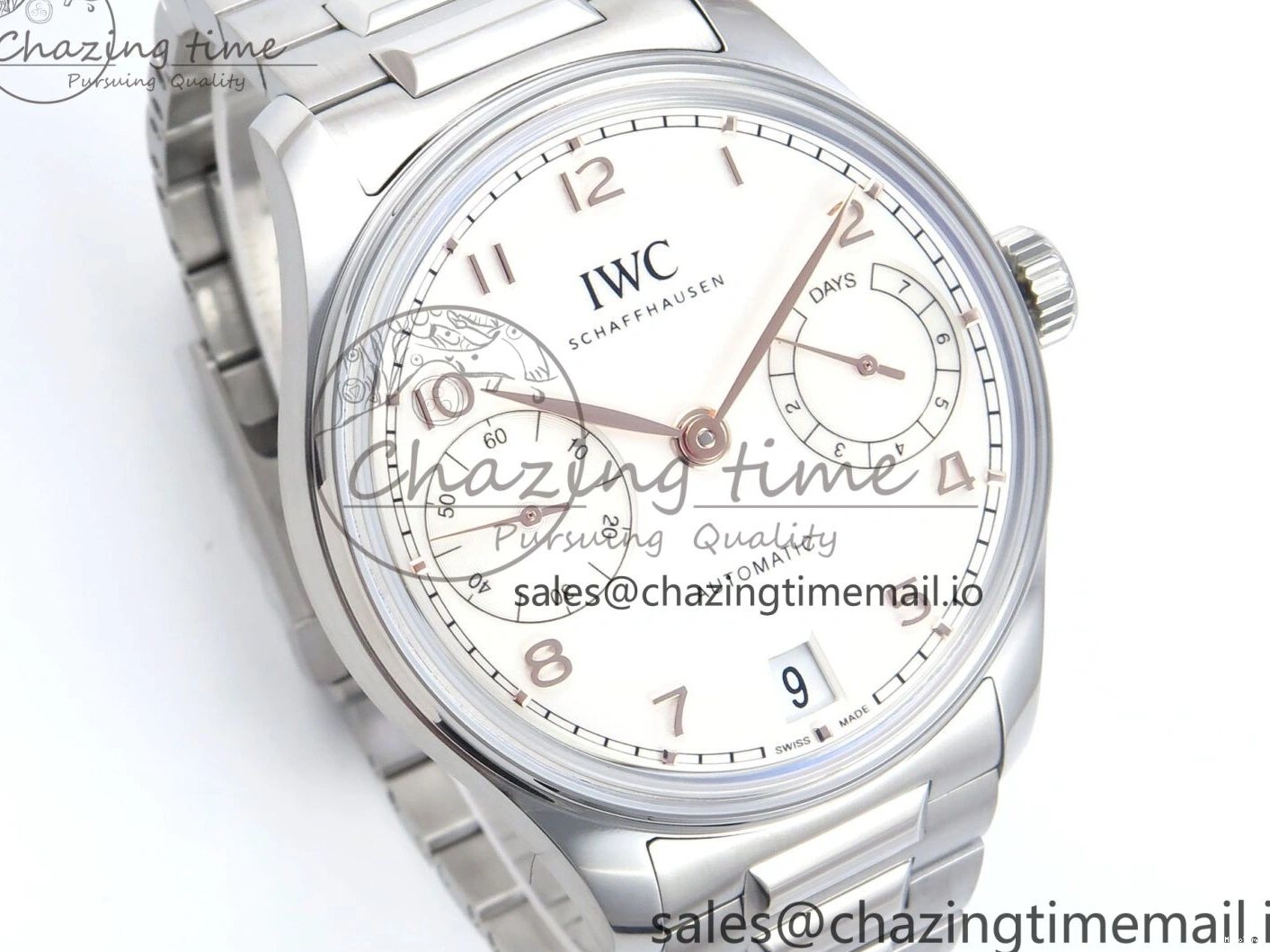 MIROTIME 0522 Portugieser Auto IWC0562A APSF 1:1 Best Edition White RG Dial on SS Bracelet A Unique 6991